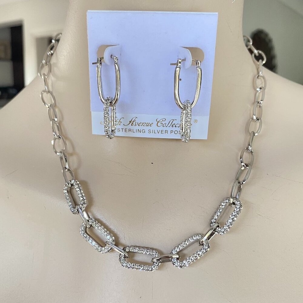 FAC Chain Link Swarovski Crystals Necklace & Earrings​​